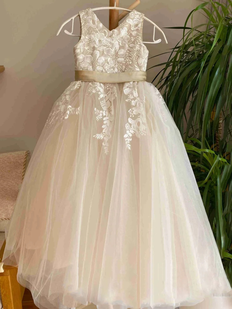 Bridal Sash Ribbon - Elegancka sukienka dla dziewczynki na wesele,