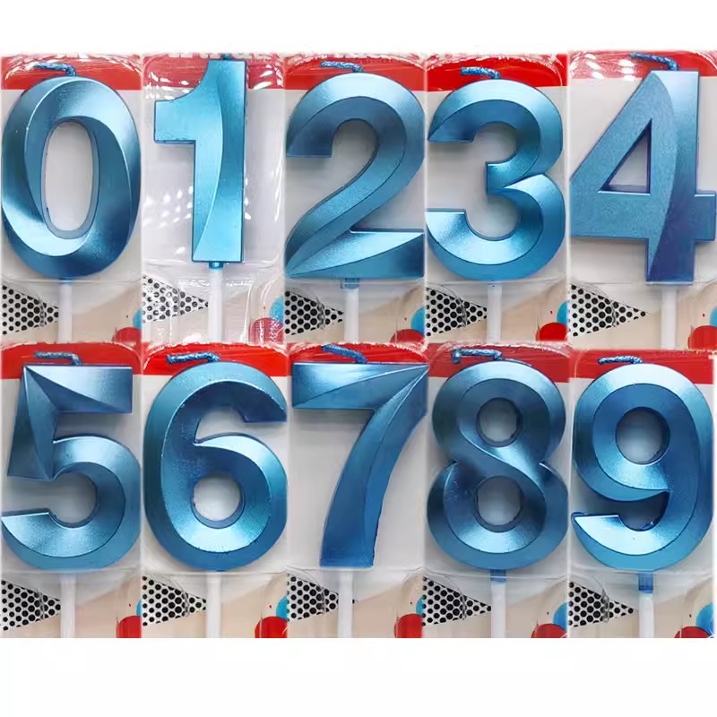 Unity Candle Set - Niebieskie Świeczki Numerowe na Tort 0