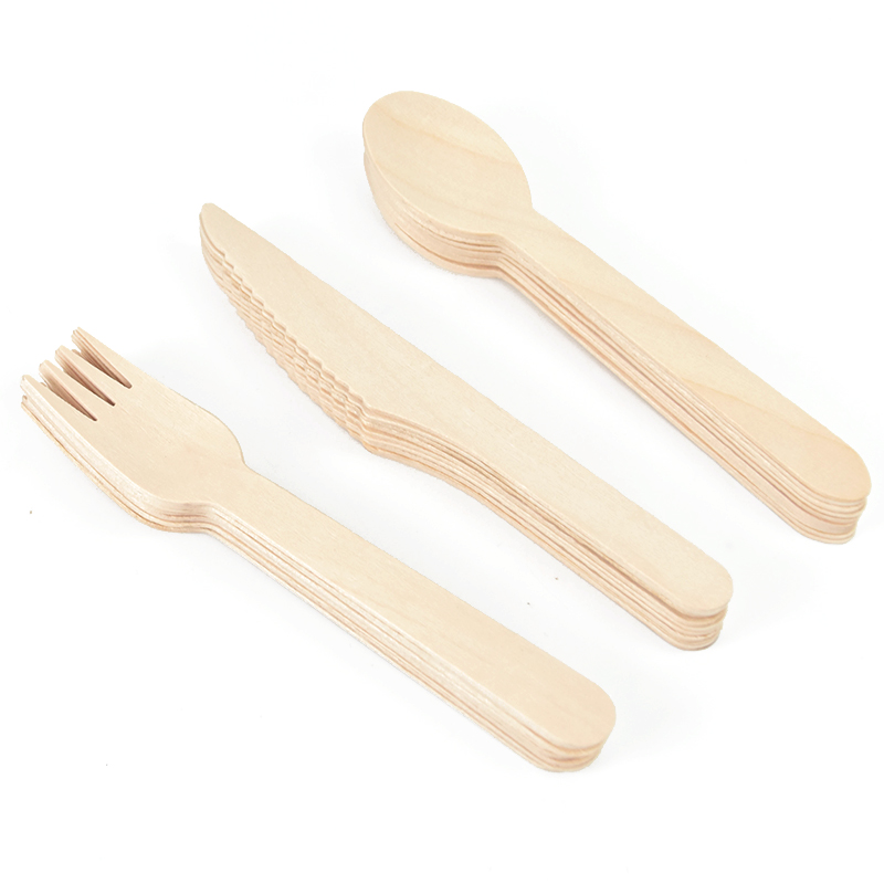 Wedding Supply Rentals - Jednorazowa drewniana łyżka widelec nóż zestaw