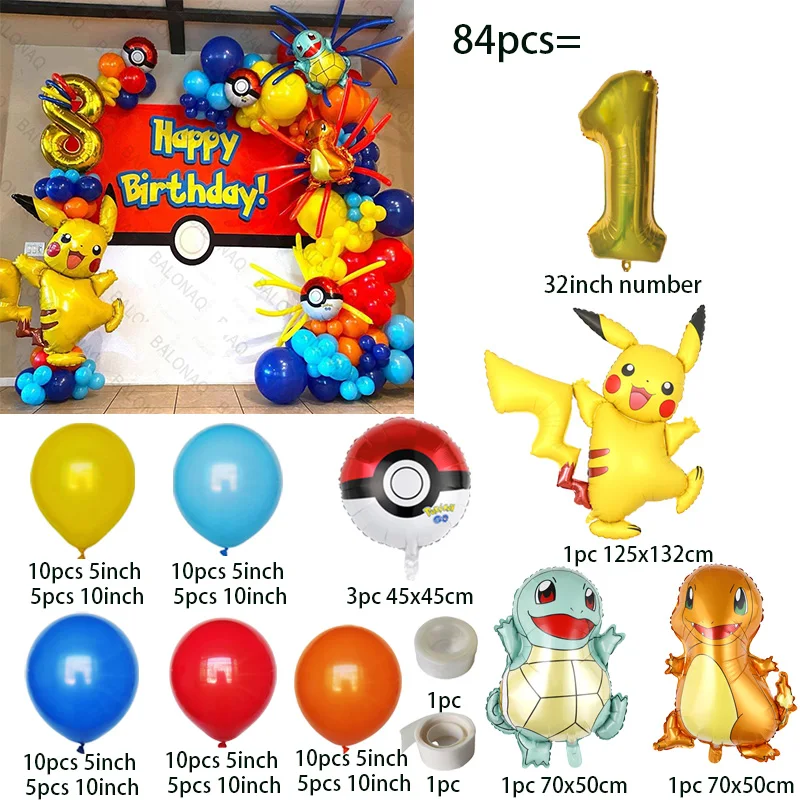 84 szt. Balony Pikachu, girlan – Wedding Supply Kit recenzja i cena