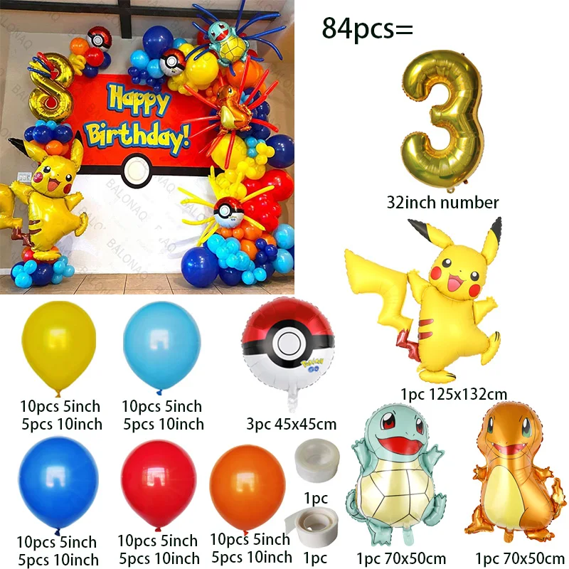 84 szt. Balony Pikachu, girlan – Wedding Supply Kit recenzja i cena