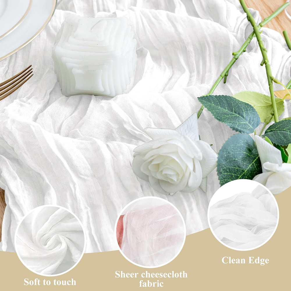 Biała bieżnia na stół z gazy,  – Wedding Supply Rentals recenzja i cena